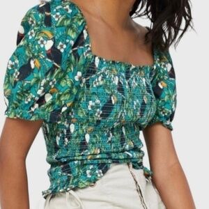 Dolan Anthropologie toucan teal top